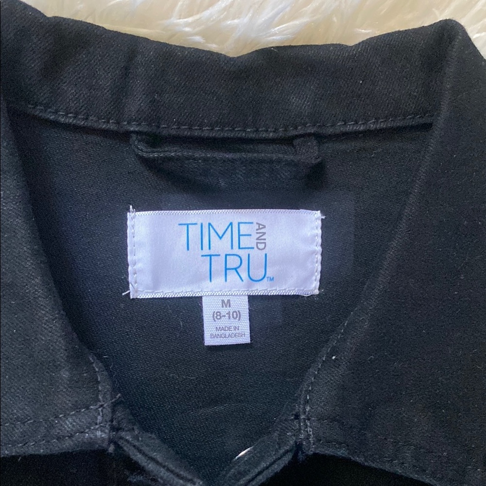 Time and Tru Black Jean Jacket Classic Denim Style - Picture 3 of 3